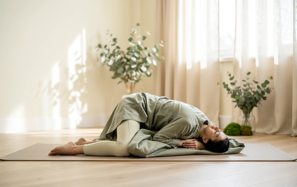 Osoba w spokojnej pozycji regeneracyjnej